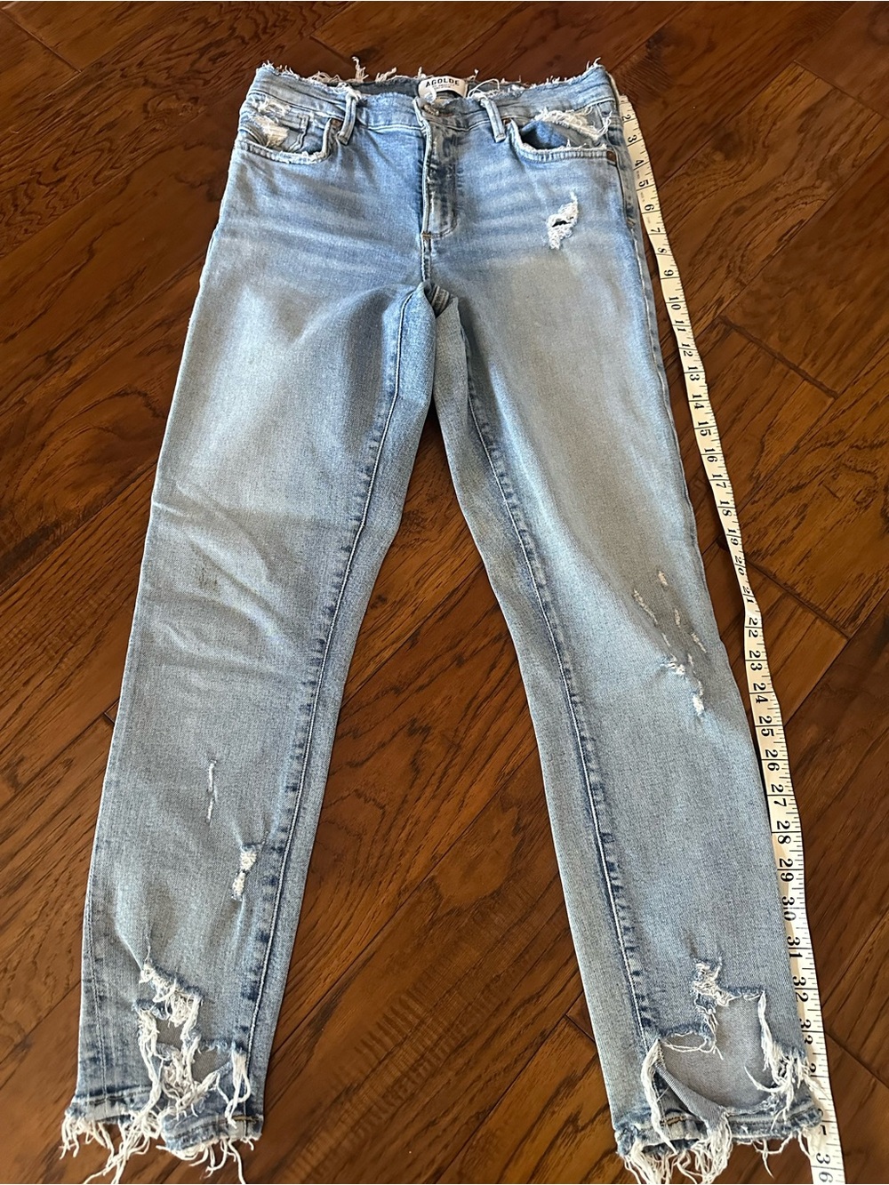 AGOLDE Light Blue Distressed Skinny Jeans